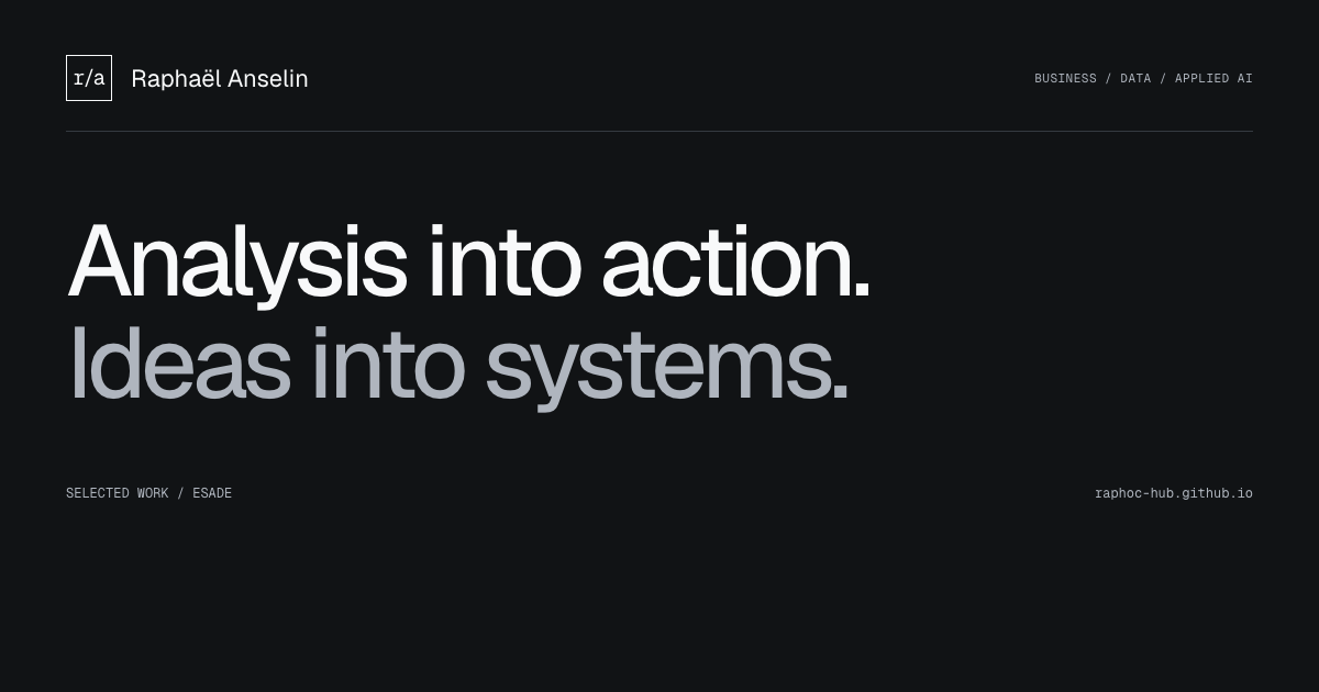 Raphaël Anselin — Analysis into action